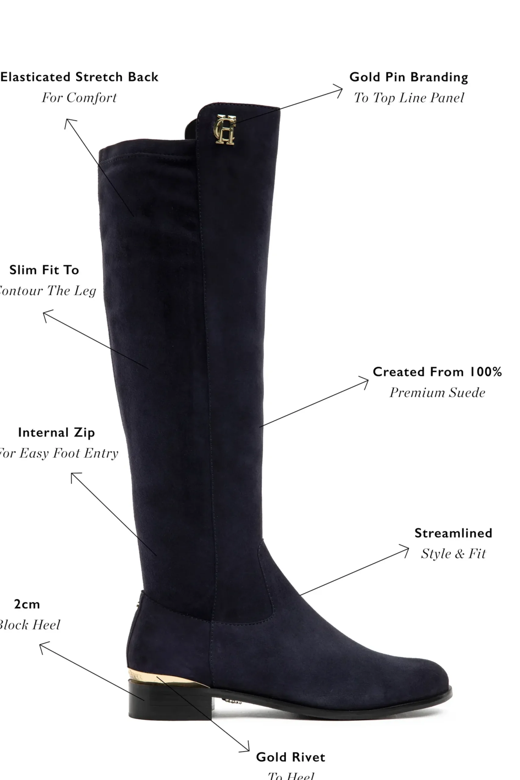 Holland Cooper Albany Knee Boot Ink Navy Suede Online