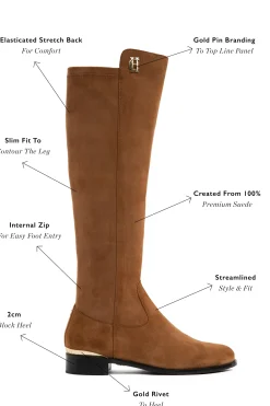Holland Cooper Albany Knee Boot Tan Suede Outlet