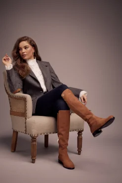 Holland Cooper Albany Knee Boot Tan Suede Outlet