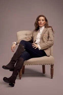 Holland Cooper Albany Knee Boot Chocolate Suede Best