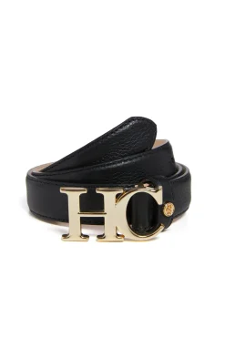 Holland Cooper Atelier Slim Logo Belt Black