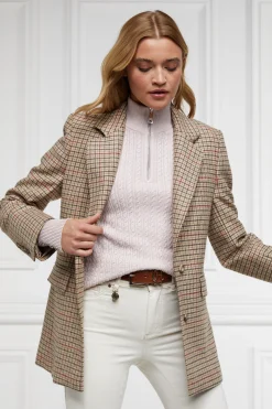 Holland Cooper Ava Half Zip Knit Soft Pink Outlet