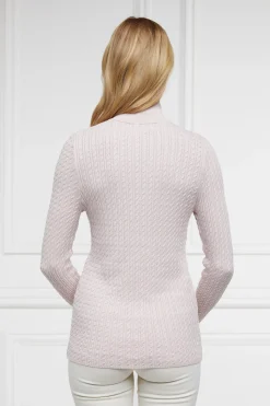 Holland Cooper Ava Half Zip Knit Soft Pink Outlet