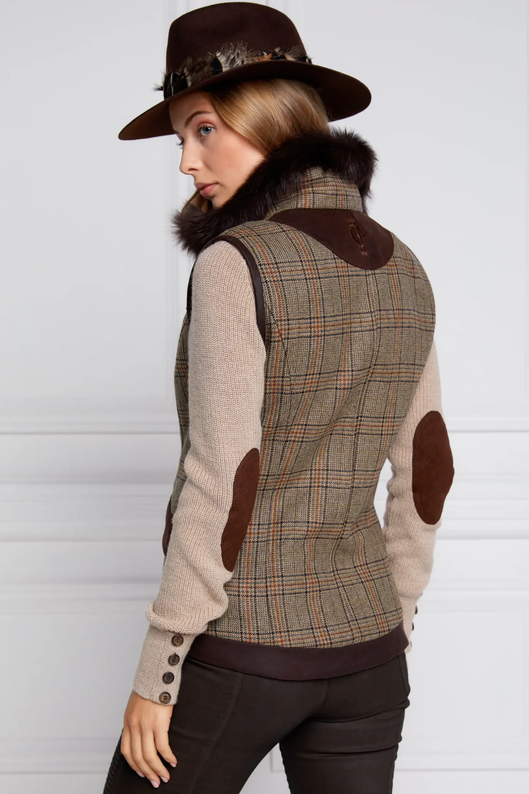 Holland Cooper Aviator Gilet Bourbon Tweed Hot