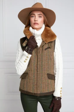 Holland Cooper Aviator Gilet Hailes Green Tweed Sale