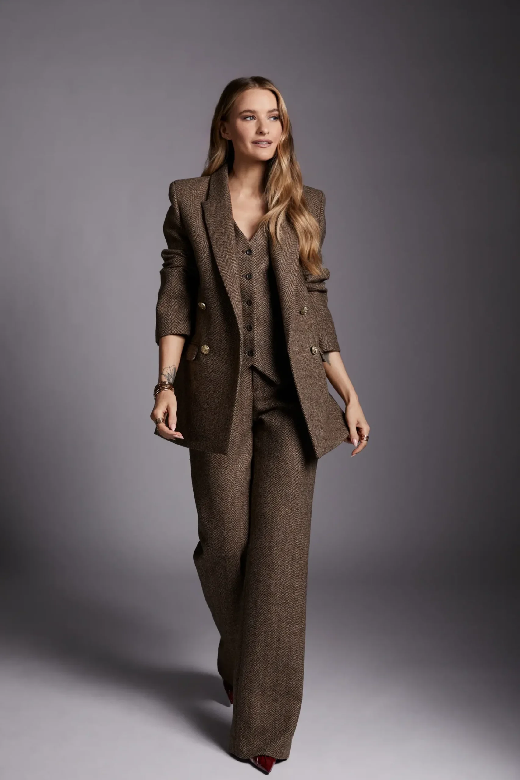 Holland Cooper Belgravia Blazer Large Scale Brown Herringbone Best