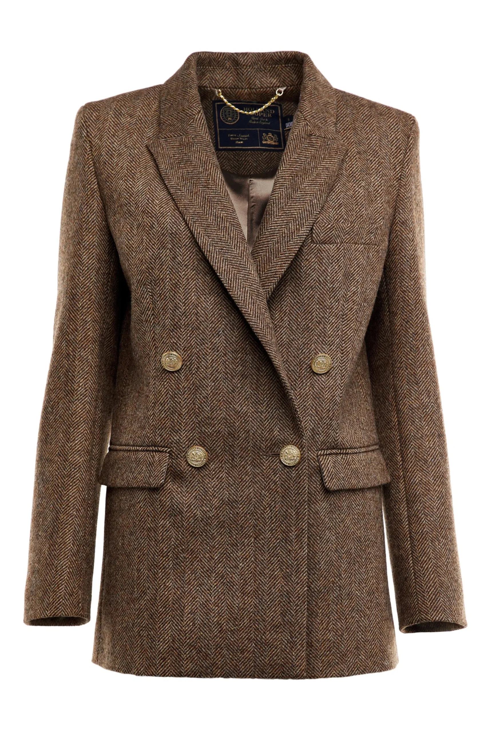 Holland Cooper Belgravia Blazer Large Scale Brown Herringbone Best