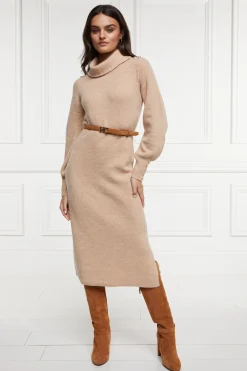 Holland Cooper Berkeley Roll Neck Dress Camel Discount