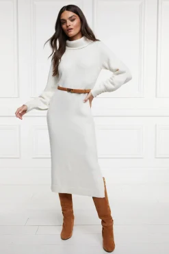 Holland Cooper Berkeley Roll Neck Dress Natural Clearance