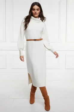 Holland Cooper Berkeley Roll Neck Dress Natural Clearance