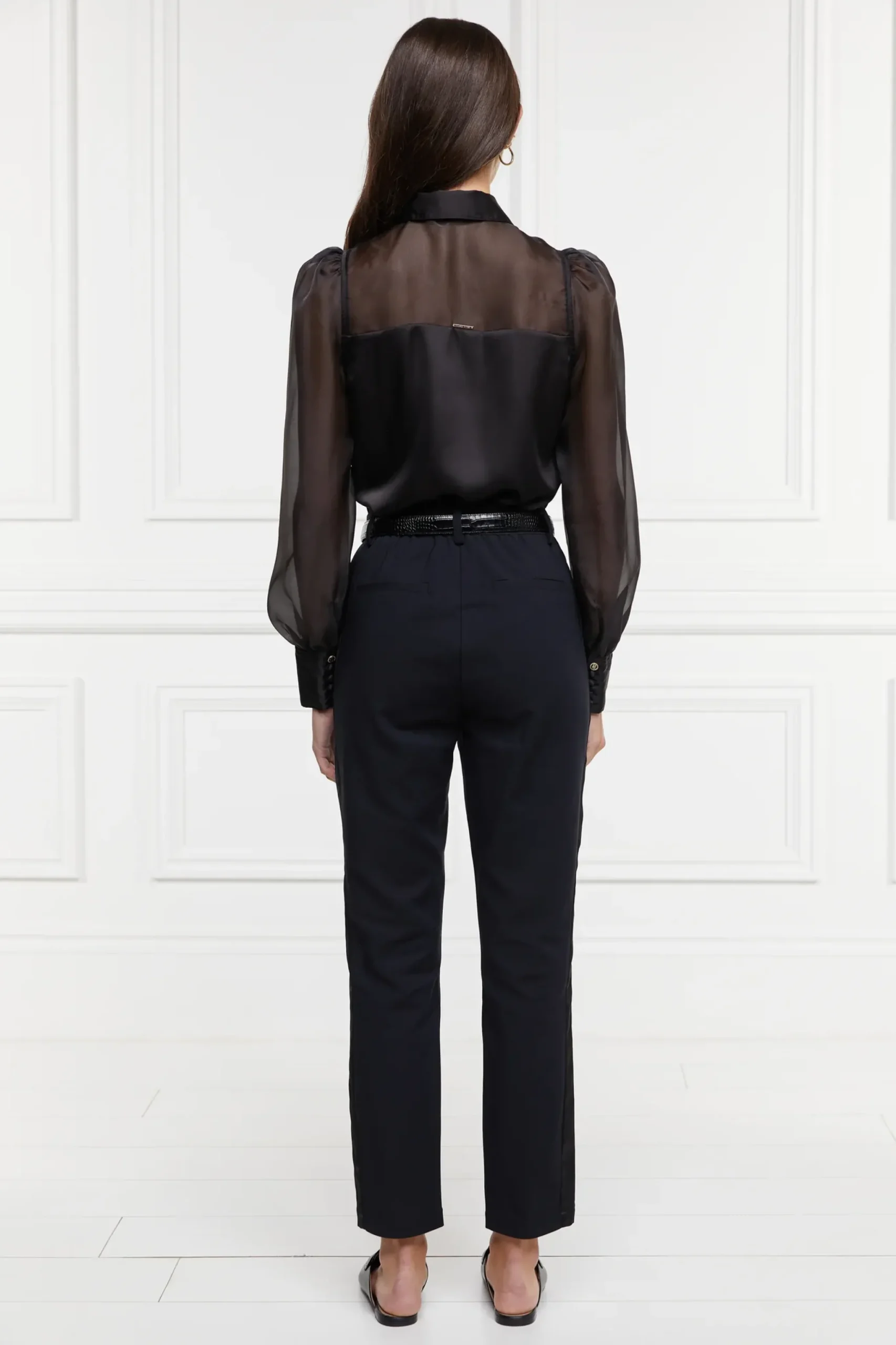 Holland Cooper Bexley Tailored Trouser Black Satin Stripe Sale