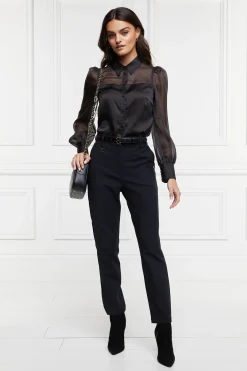 Holland Cooper Bexley Tailored Trouser Black Satin Stripe Sale
