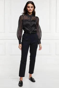 Holland Cooper Bexley Tailored Trouser Black Satin Stripe Sale