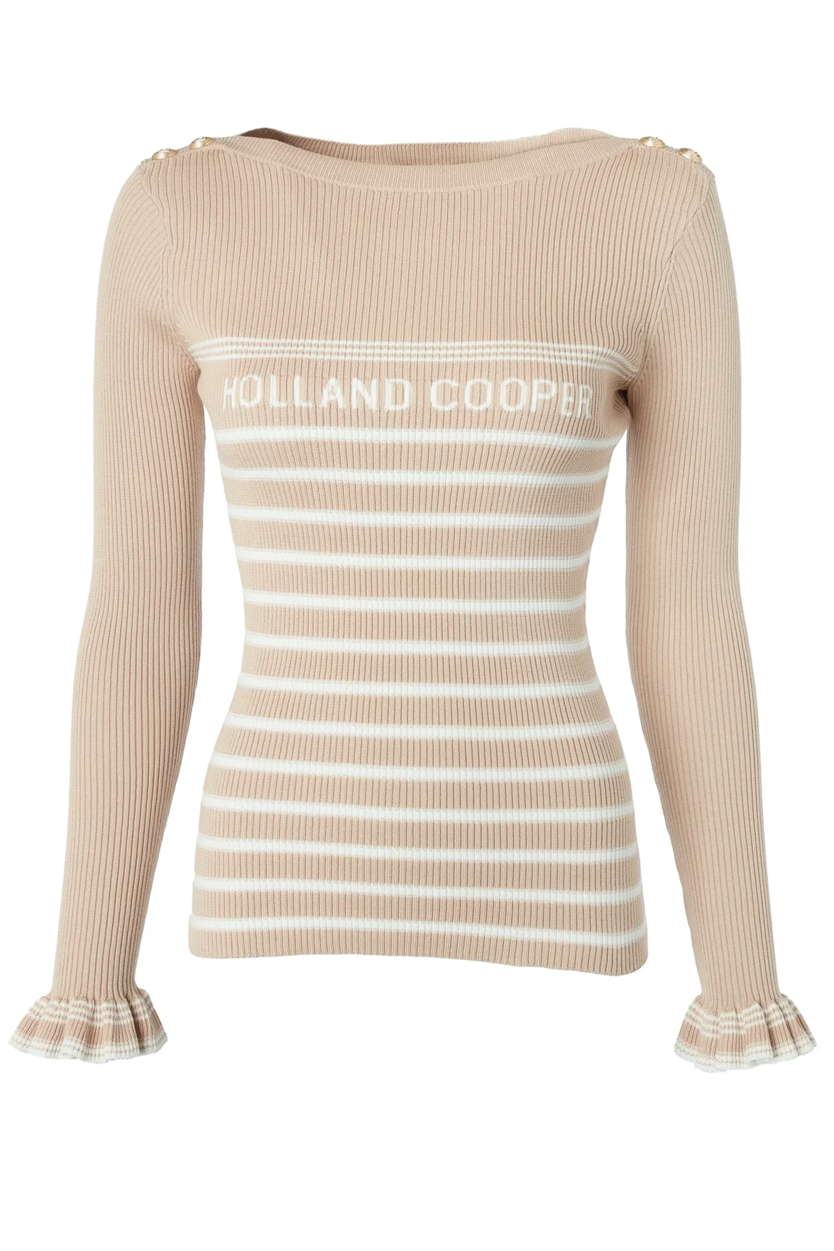 Holland Cooper Bretton Boat Neck Knit Light Camel Clearance
