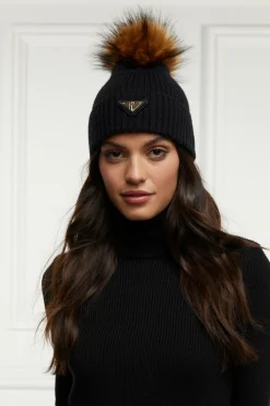 Holland Cooper Burghley Bobble Hat Black New