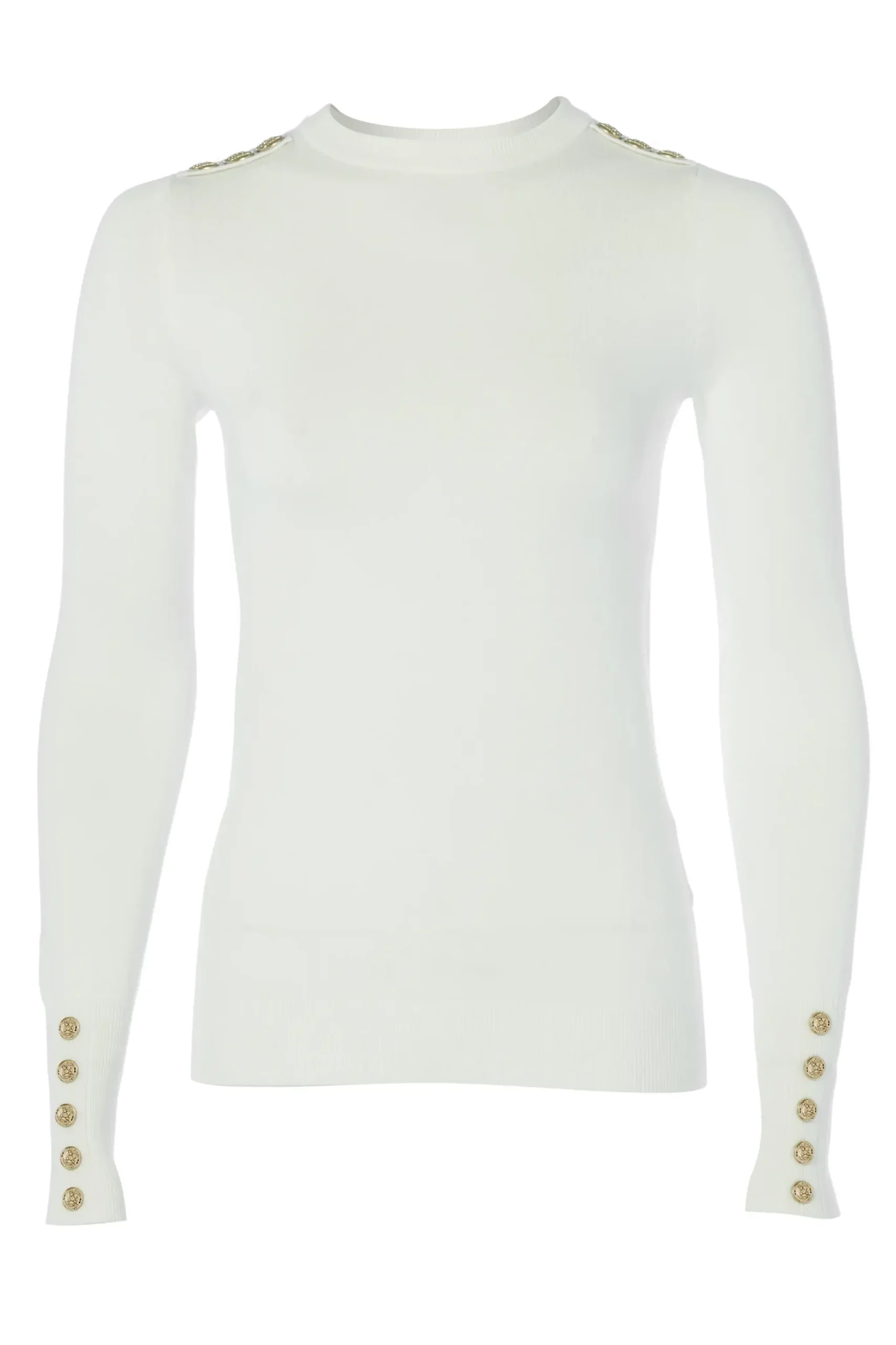 Holland Cooper Buttoned Knit Crew Neck Cream Sale