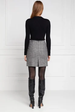 Holland Cooper Buttoned Knit Crew Neck Black Clearance