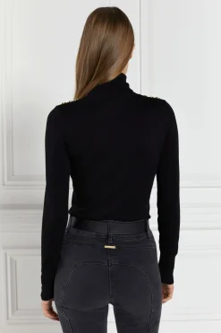 Holland Cooper Buttoned Knit Roll Neck Black Hot