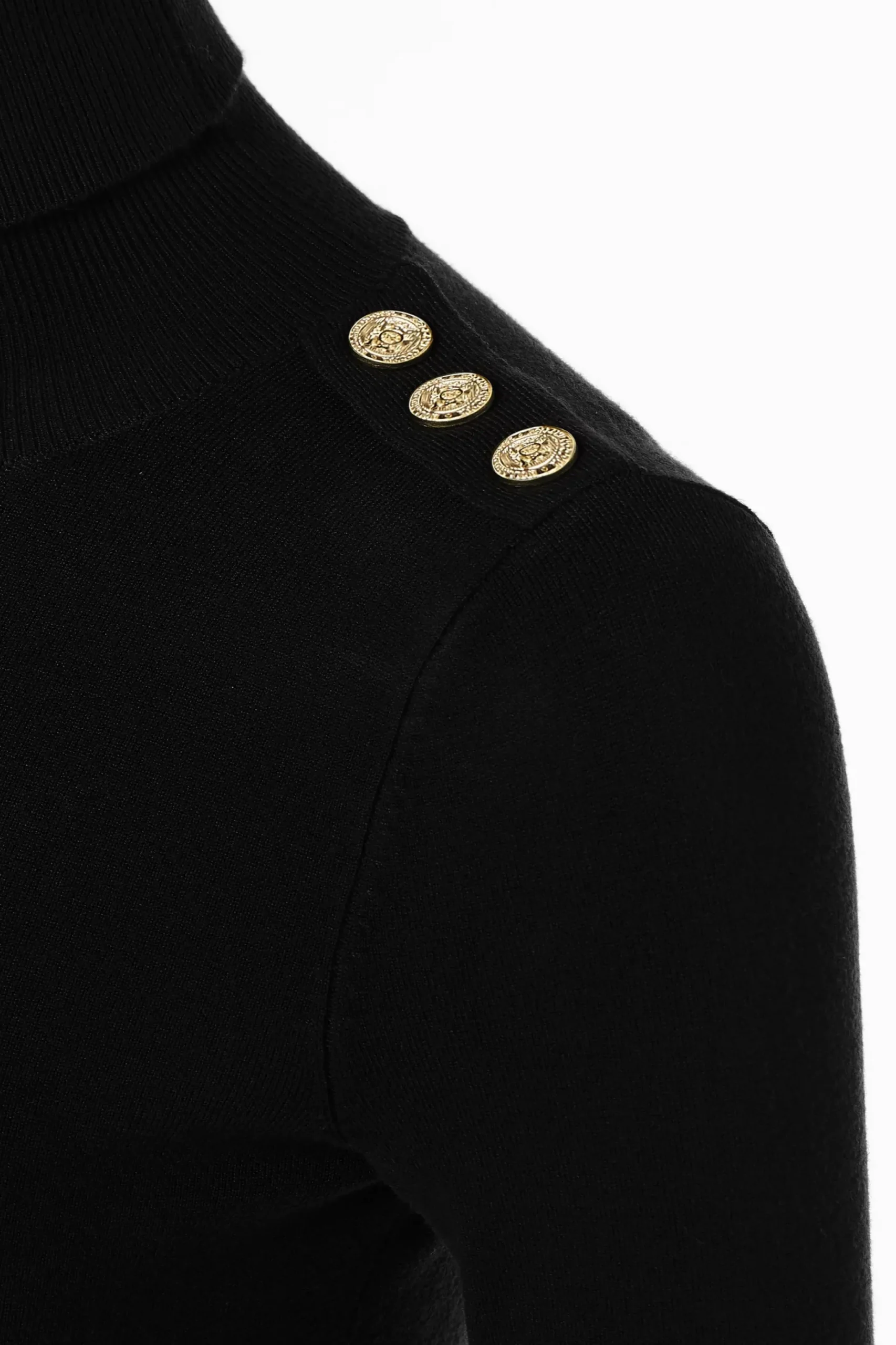 Holland Cooper Buttoned Knit Roll Neck Black Hot
