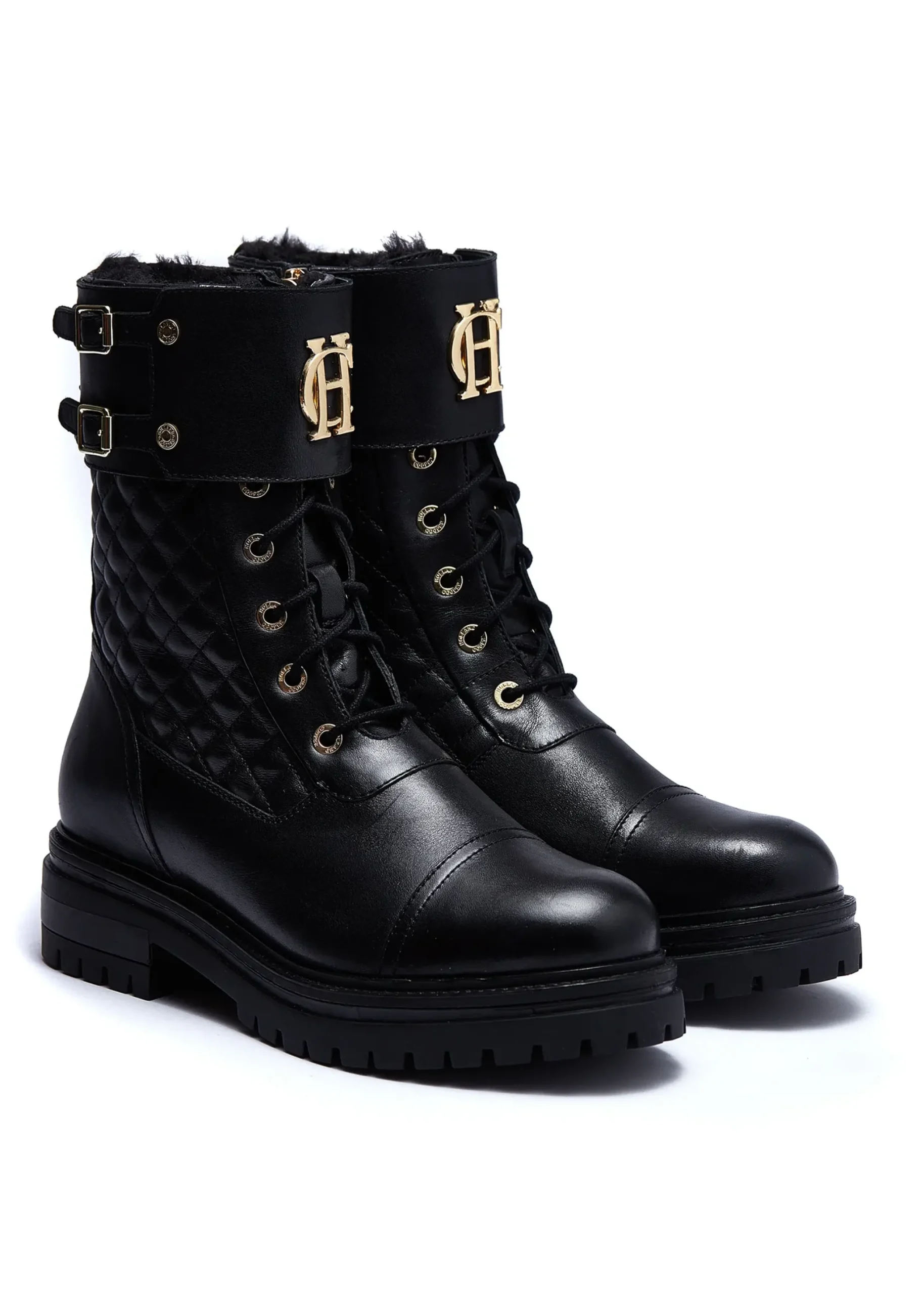 Holland Cooper Camden Biker Boot Black Clearance