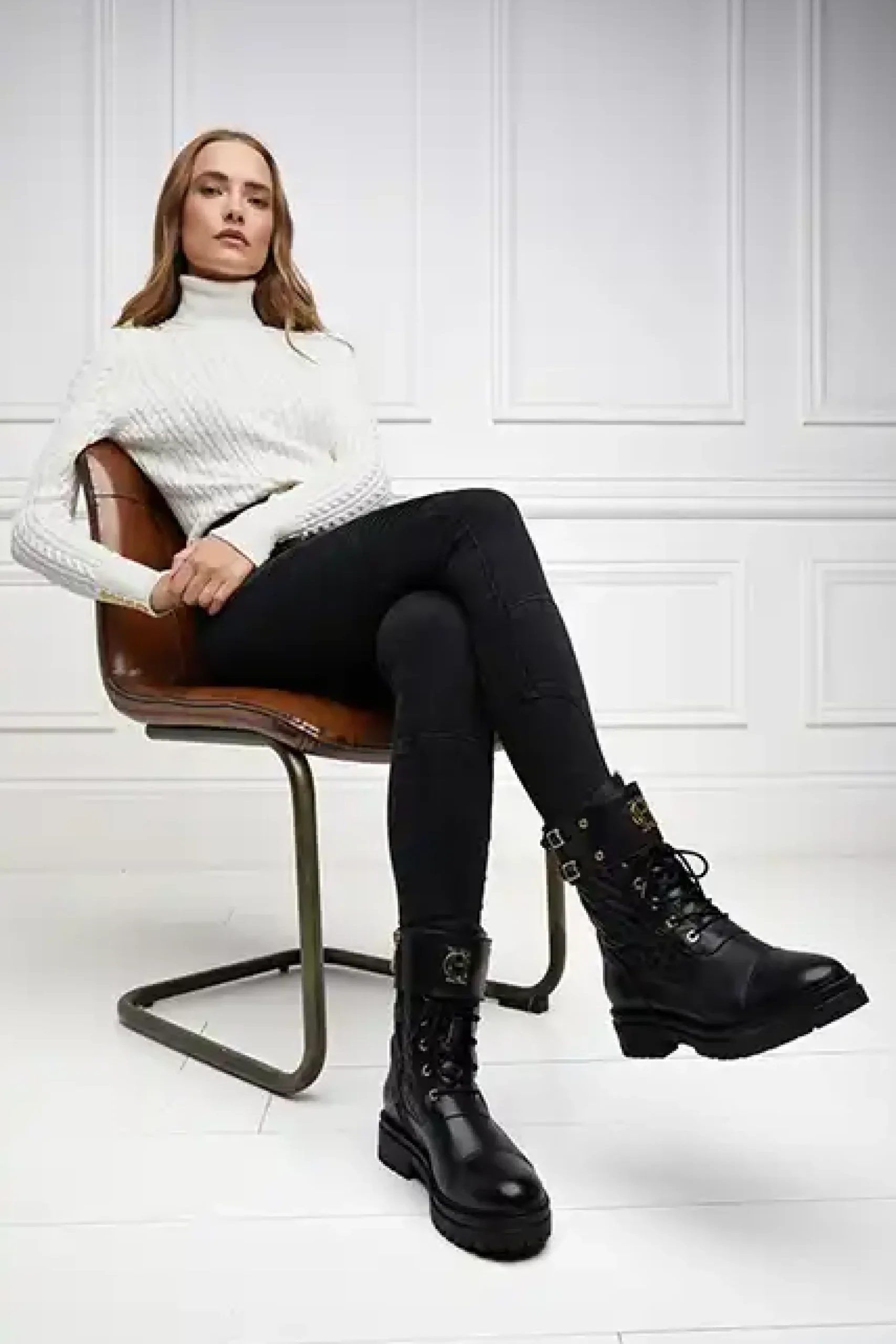 Holland Cooper Camden Biker Boot Black Clearance