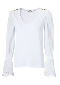 Holland Cooper Camilla V-Neck Blouse White Outlet