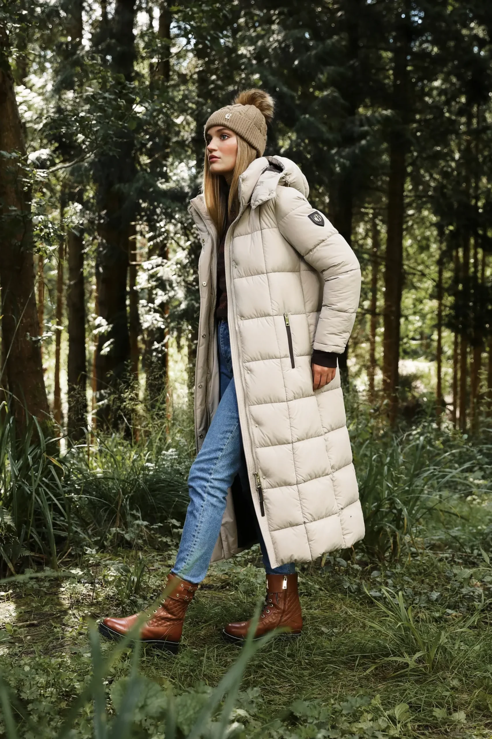 Holland Cooper Carrington Longline Coat Stone