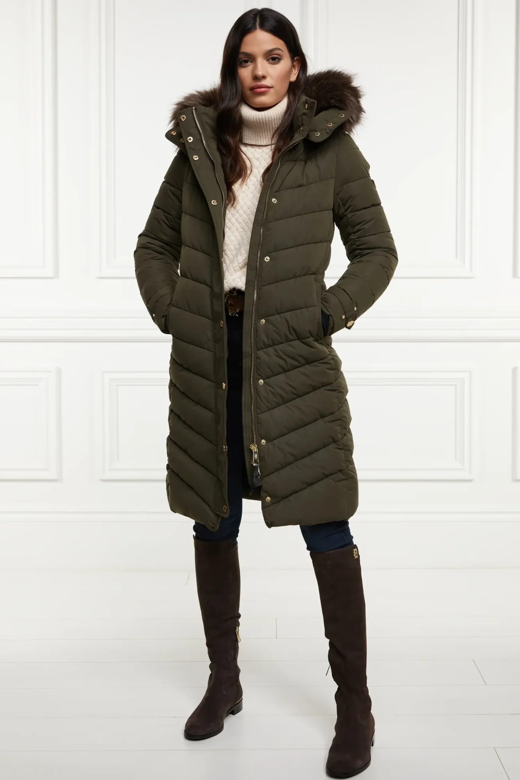 Holland Cooper Chamonix Coat Khaki Outlet