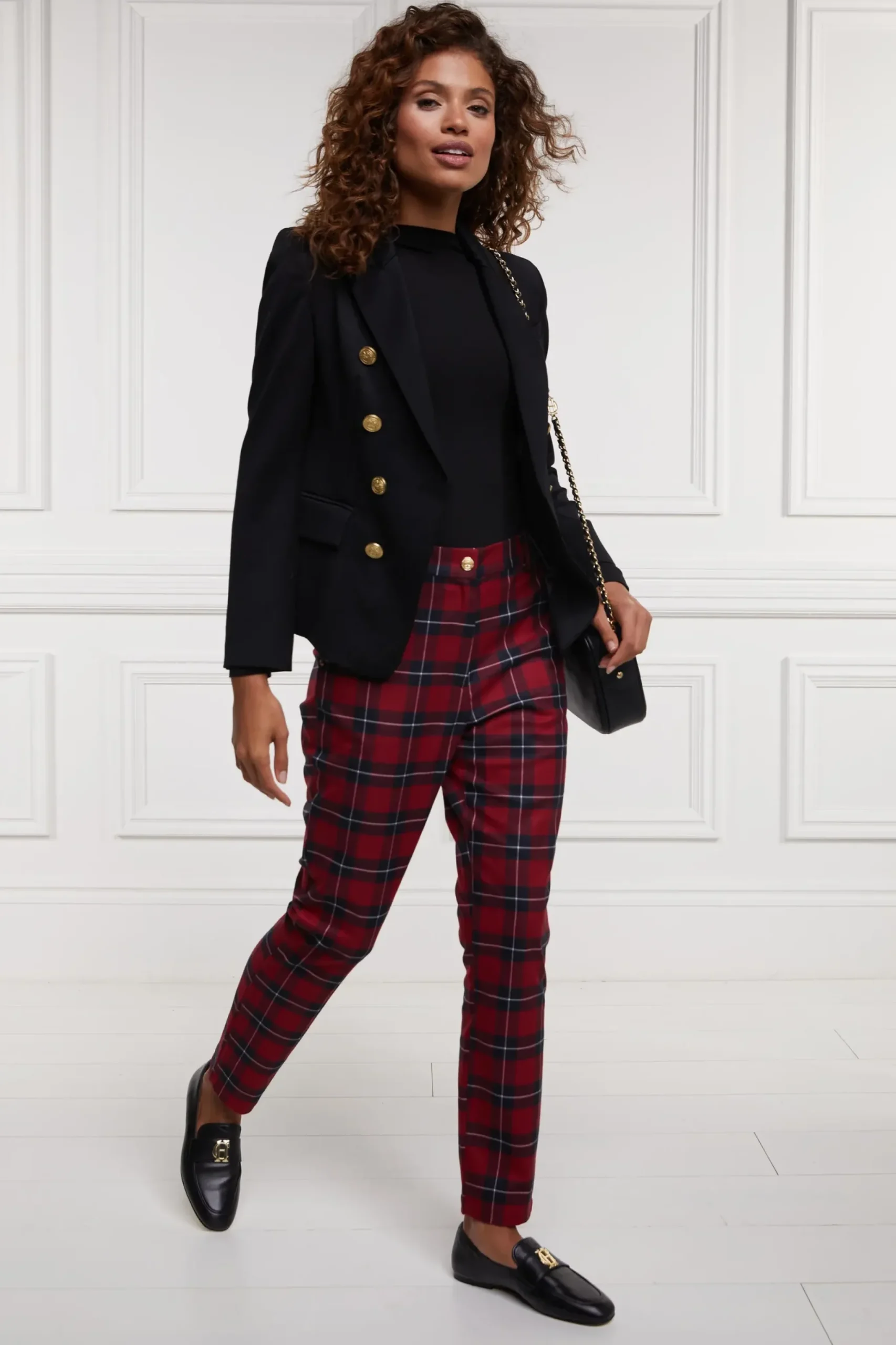 Holland Cooper Charlton Trousers Red Tartan Sale