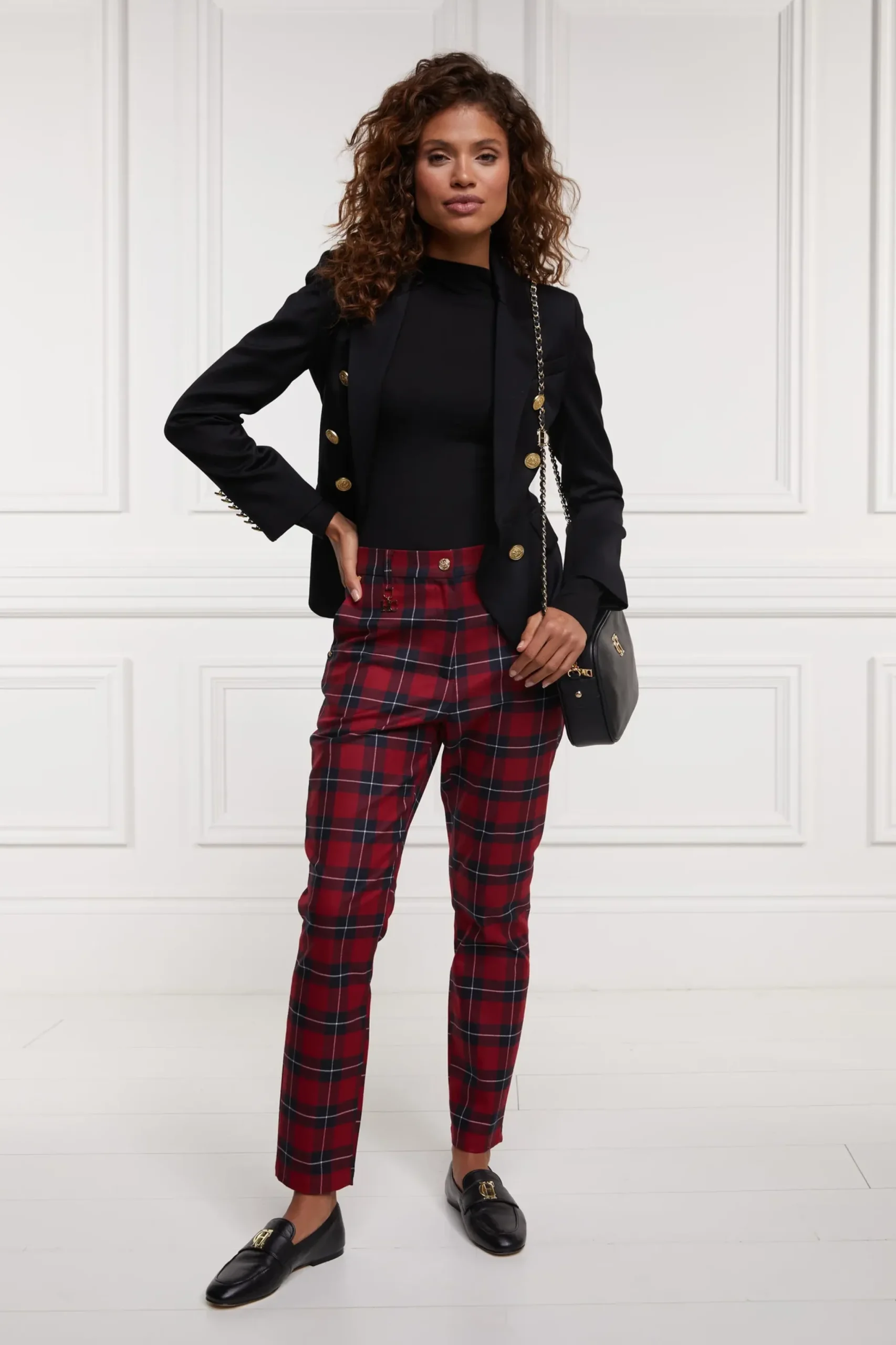 Holland Cooper Charlton Trousers Red Tartan Sale