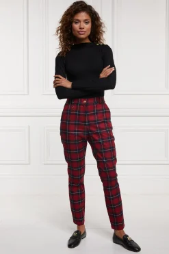 Holland Cooper Charlton Trousers Red Tartan Sale