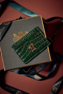 Holland Cooper Chelsea Card Holder Emerald Croc New