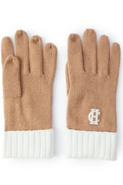 Holland Cooper Chelsea Logo Knitted Gloves Camel Cream Online