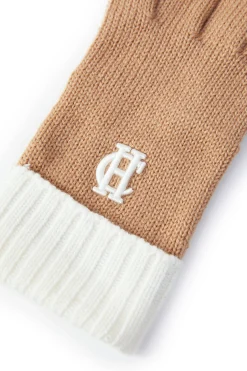 Holland Cooper Chelsea Logo Knitted Gloves Camel Cream Online