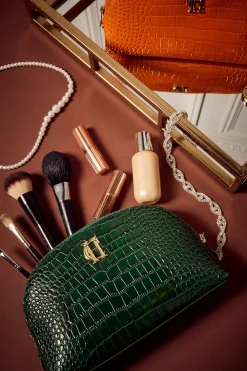 Holland Cooper Chelsea Makeup Bag Emerald Croc Online