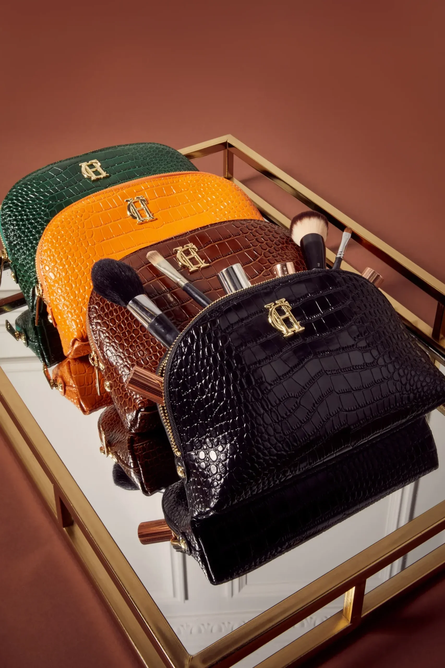 Holland Cooper Chelsea Makeup Bag Emerald Croc Online