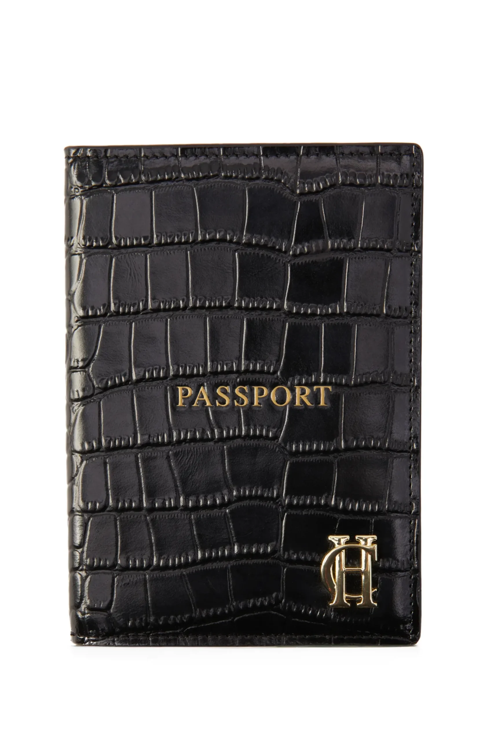 Holland Cooper Chelsea Passport Holder Black Croc Online