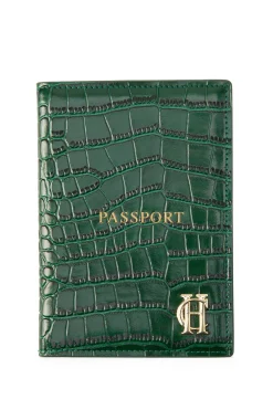 Holland Cooper Chelsea Passport Holder Emerald Croc New