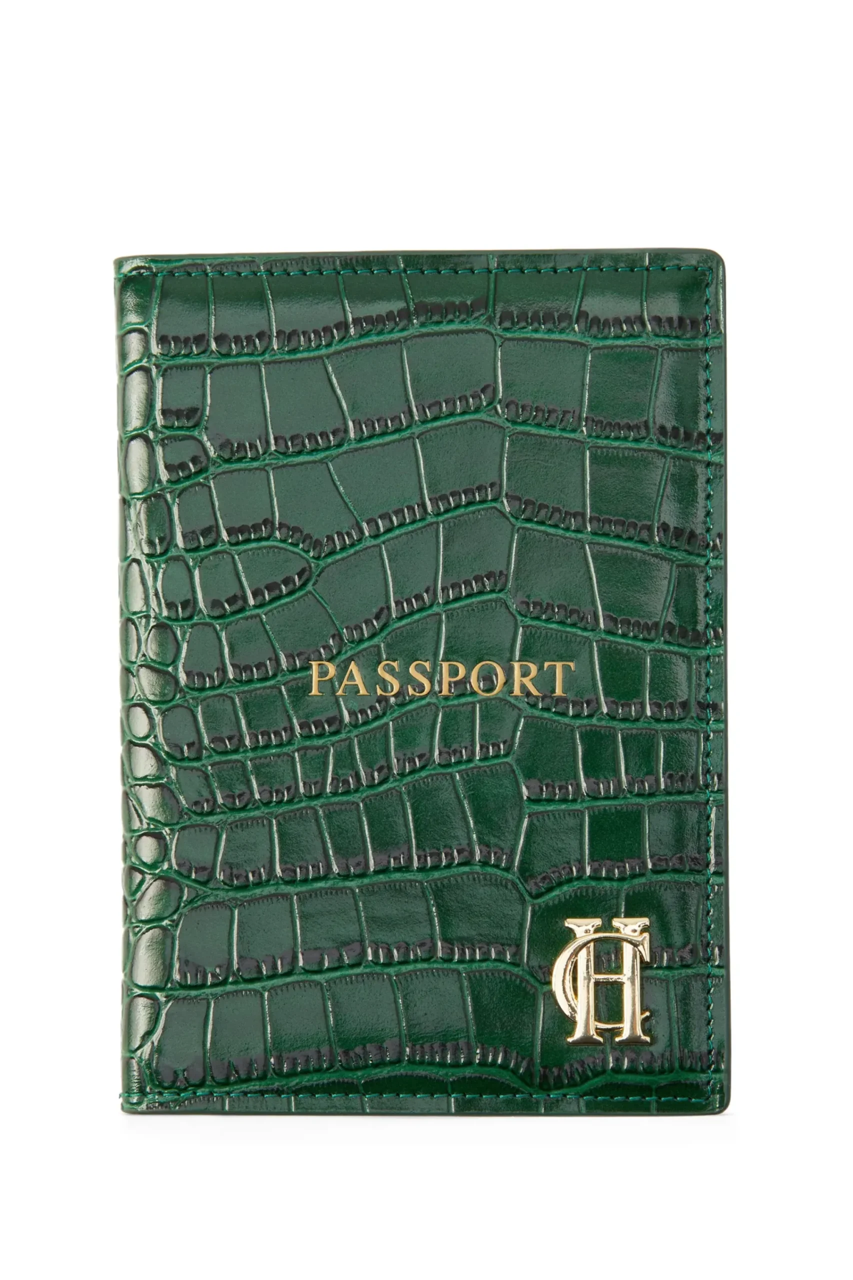 Holland Cooper Chelsea Passport Holder Emerald Croc New