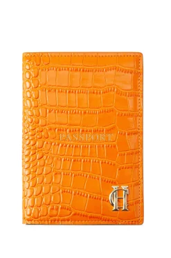 Holland Cooper Chelsea Passport Holder Orange Croc Clearance
