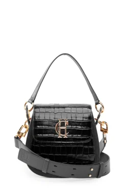 Holland Cooper Chelsea Saddle Bag Black Croc Outlet