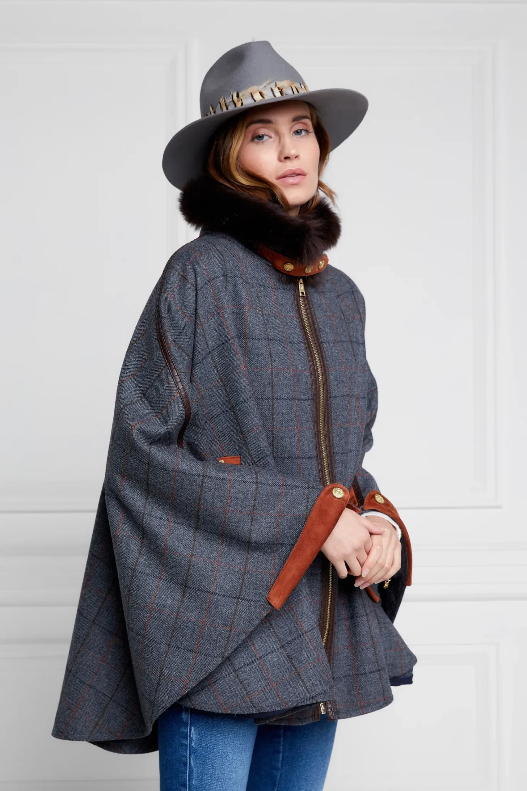 Holland Cooper Chiltern Cape Mid Blue Check Hot