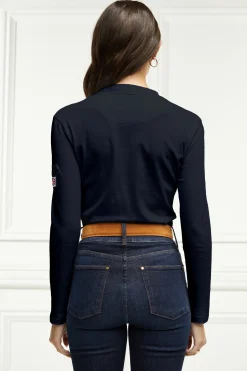 Holland Cooper Classic Long Sleeve Polo Shirt Ink Navy Sale