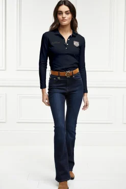 Holland Cooper Classic Long Sleeve Polo Shirt Ink Navy Sale