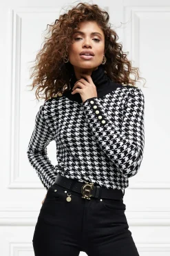 Holland Cooper Classic Roll Neck Knit Houndstooth Sale