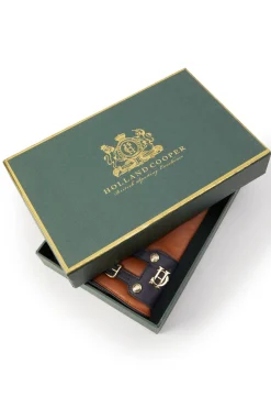 Holland Cooper Contrast Leather Gloves Tan Ink Navy Online