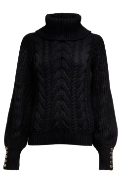 Holland Cooper Corded Roll Neck Knit Black New