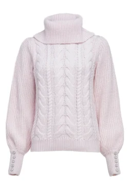 Holland Cooper Corded Roll Neck Knit Ice Pink New
