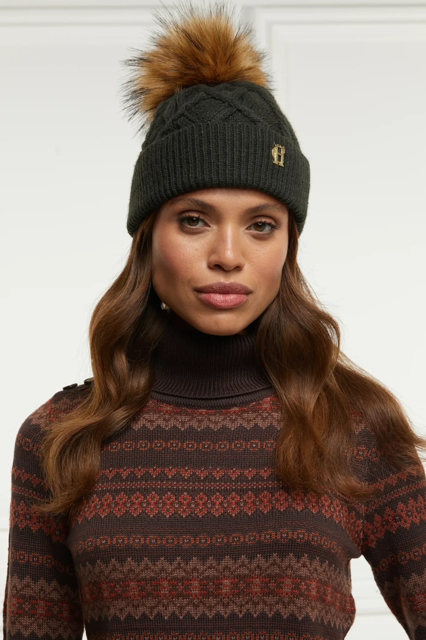 Holland Cooper Cortina Bobble Hat Fern Green