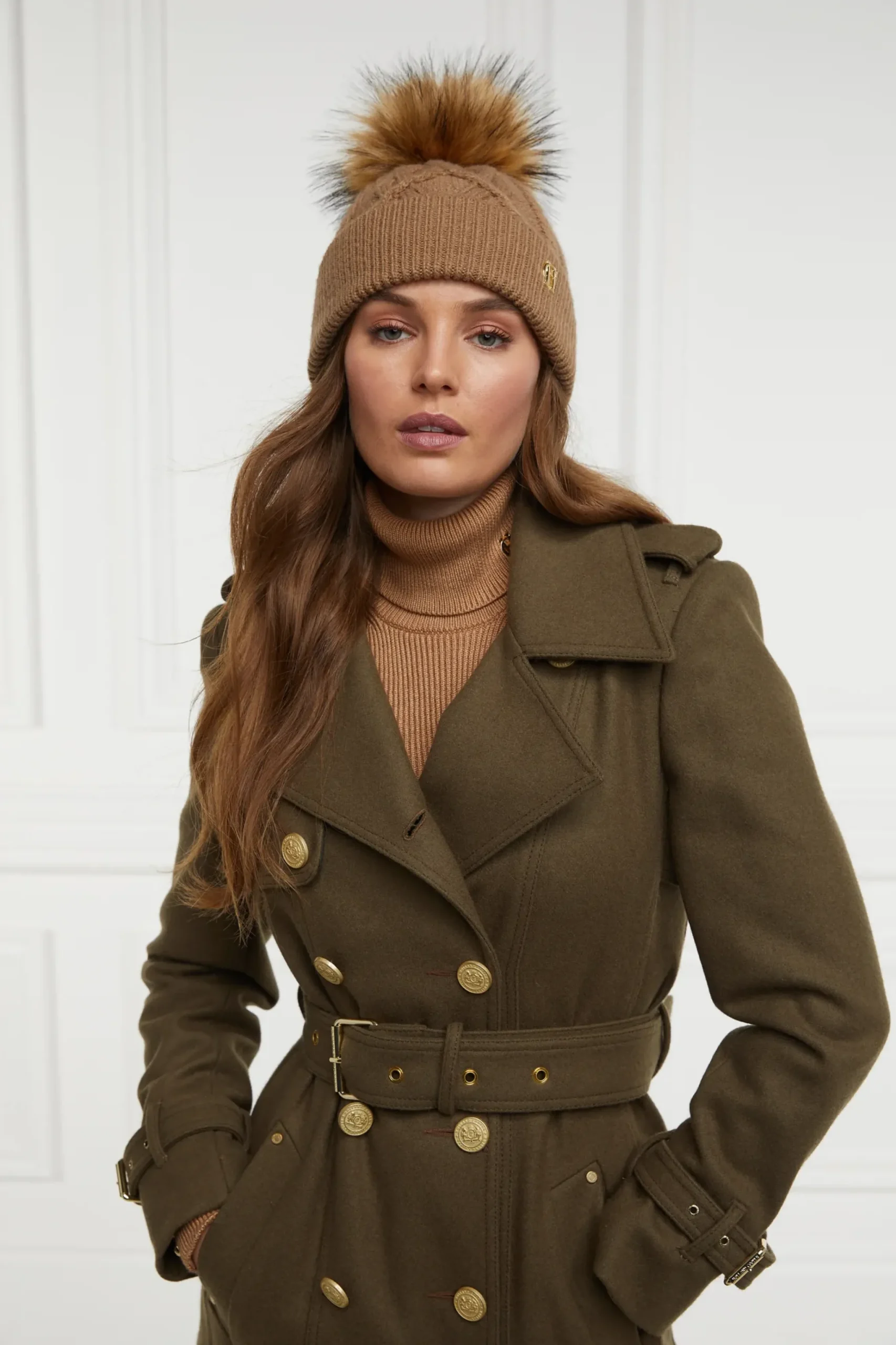 Holland Cooper Cortina Bobble Hat Caramel Outlet